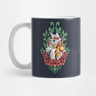 ninja cat with flower ornament Mug